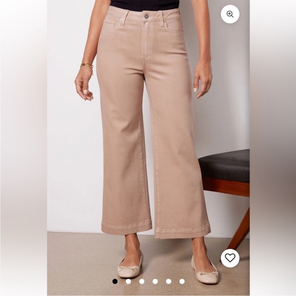 PAIGE Denim - Paige Anessa Ankle Wide Leg Jeans In Sand Size‎ 28
